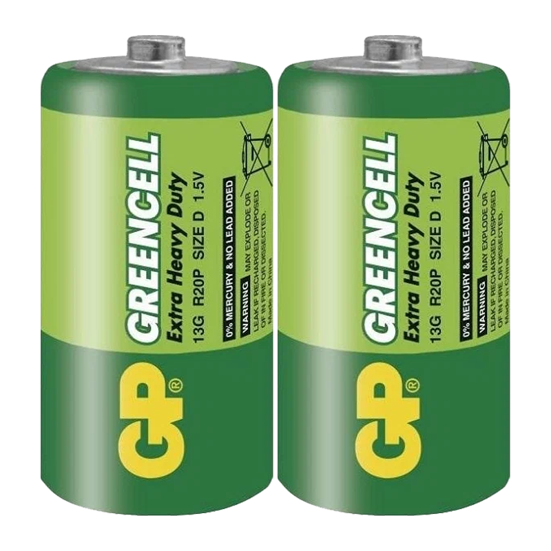 Батарейка GP GreenCell R20 D Shrink 2 Heavy Duty 1.5V (2/20/200) R