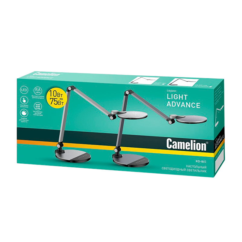 Светильник настольный Camelion KD-865 10W IP20 на основании сенс. серебряный (1/6)