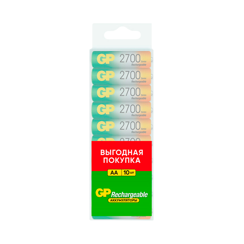 Аккумулятор бытовой GP HR6 AA BL10 NI-MH 2700mAh в пластиковой упаковке (10/200)