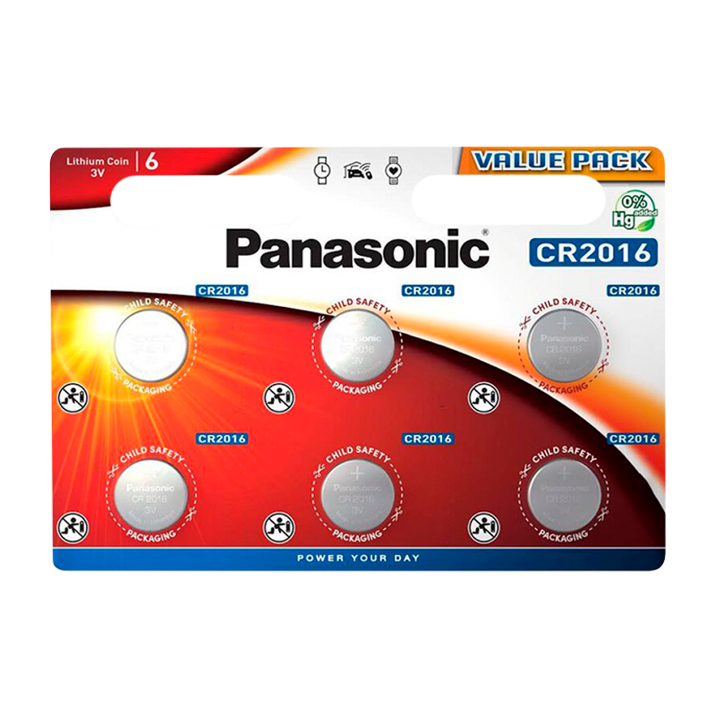 Батарейка Panasonic Power Cells CR2016 BL6 Lithium 3V (6/120/480)