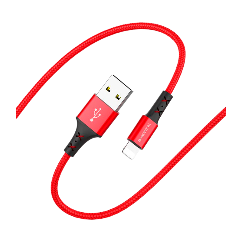 Кабель Borofone BX20 USB (m)-Lightning (m) 1.0м 2.0A нейлон красный (1/648)