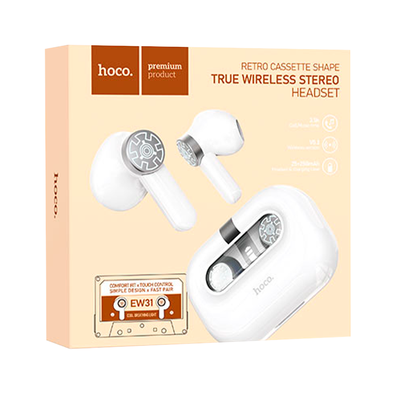 Наушники вставные HOCO EW31 bluetooth 5.3 с микр. белый (1/20/200)