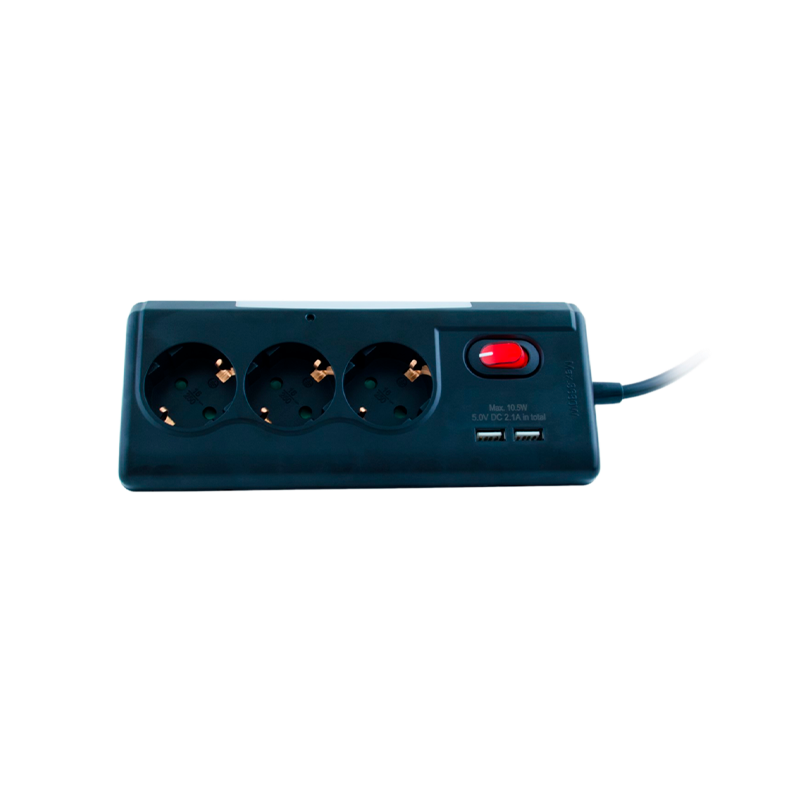 Сетевой фильтр Старт ZDV S 3р.С/З 16A 2USB с выкл. со шторкой 1.5м ПВС 3x1мм² (1/12)