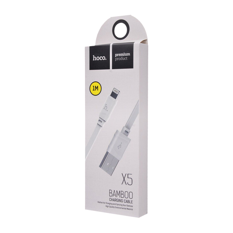 Кабель HOCO X5 USB (m)-Lightning (m) 1.0м 2.4A ПВХ белый (1/30/300)