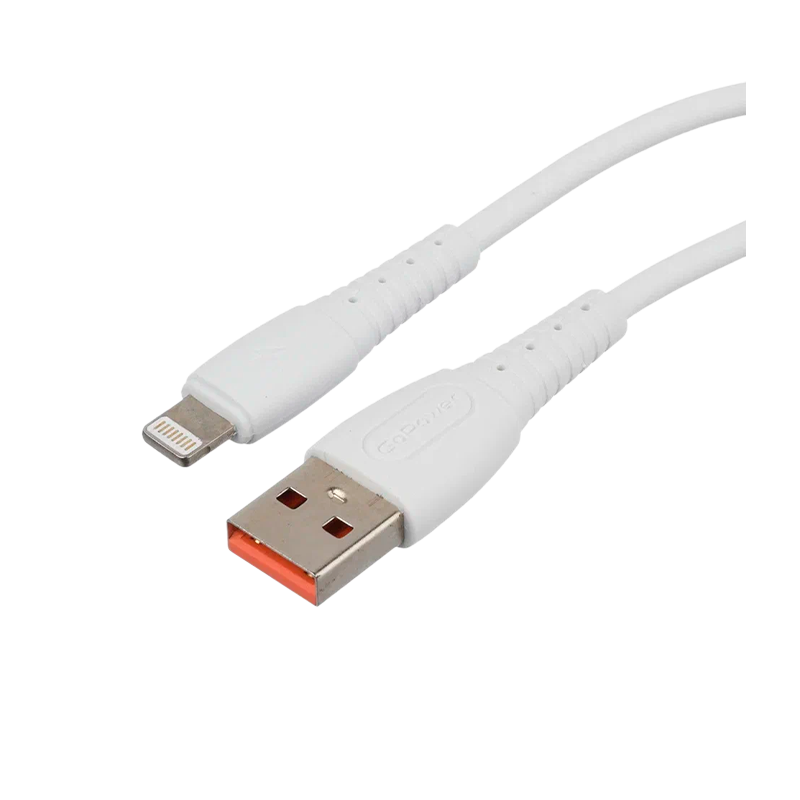 *Кабель GoPower GP07L USB (m)-Lightning (m) 2.4A силикон белый (1/200/800) 