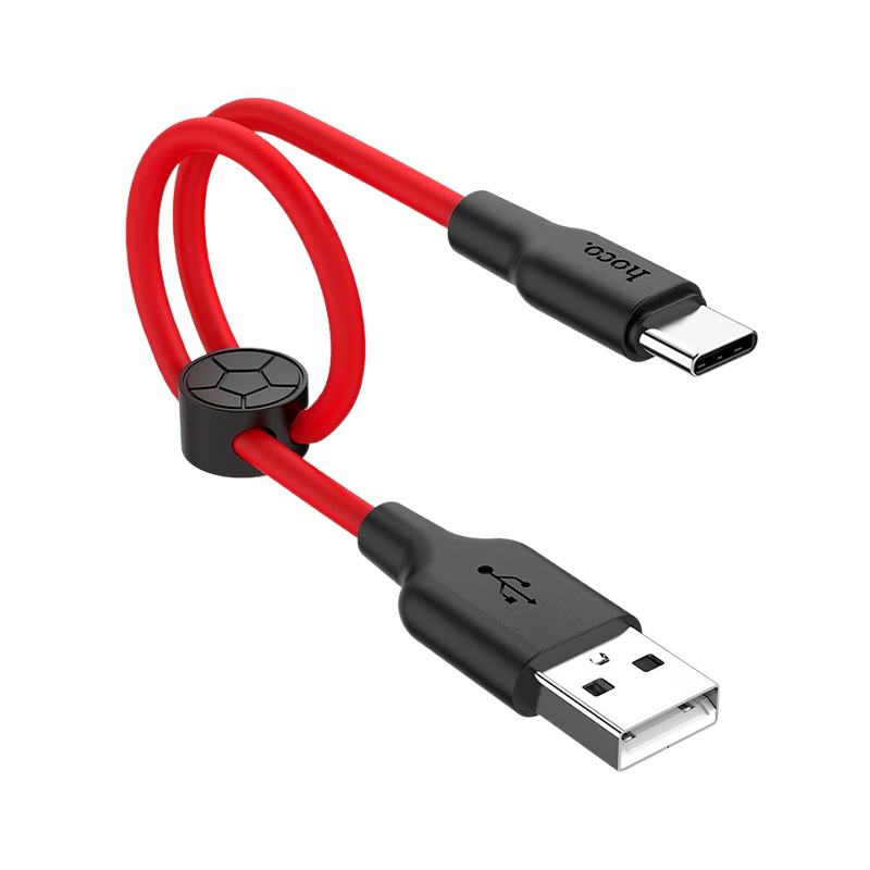 Кабель HOCO X21 Plus USB (m)-Type-C (m) 0.25м 2.4A силикон черный красный (1/30/300)