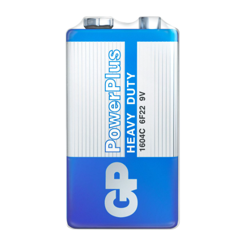 Батарейка GP PowerPlus Крона 6F22 Shrink 1 Heavy Duty 9V (1/10/500)
