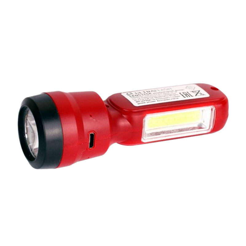 Фонарь туристический Ultraflash LED53764 3W 2LED+COB от аккумулятора 2 режима красный (1/240)