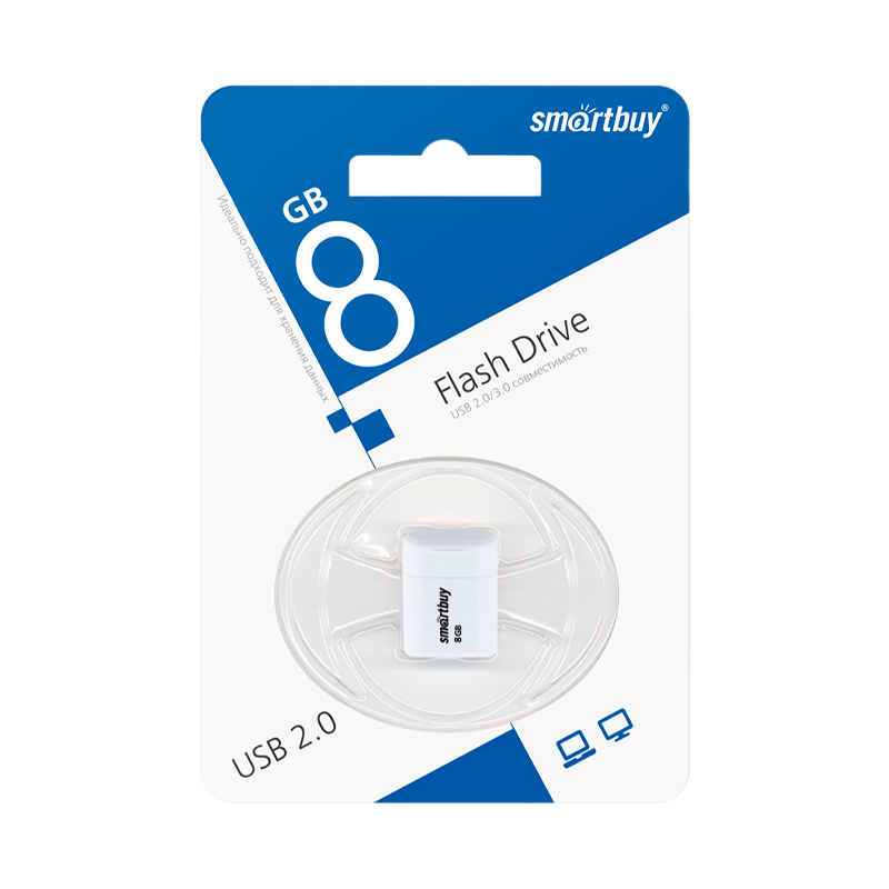 Флеш-накопитель Smartbuy Lara 8GB USB2.0 пластик белый