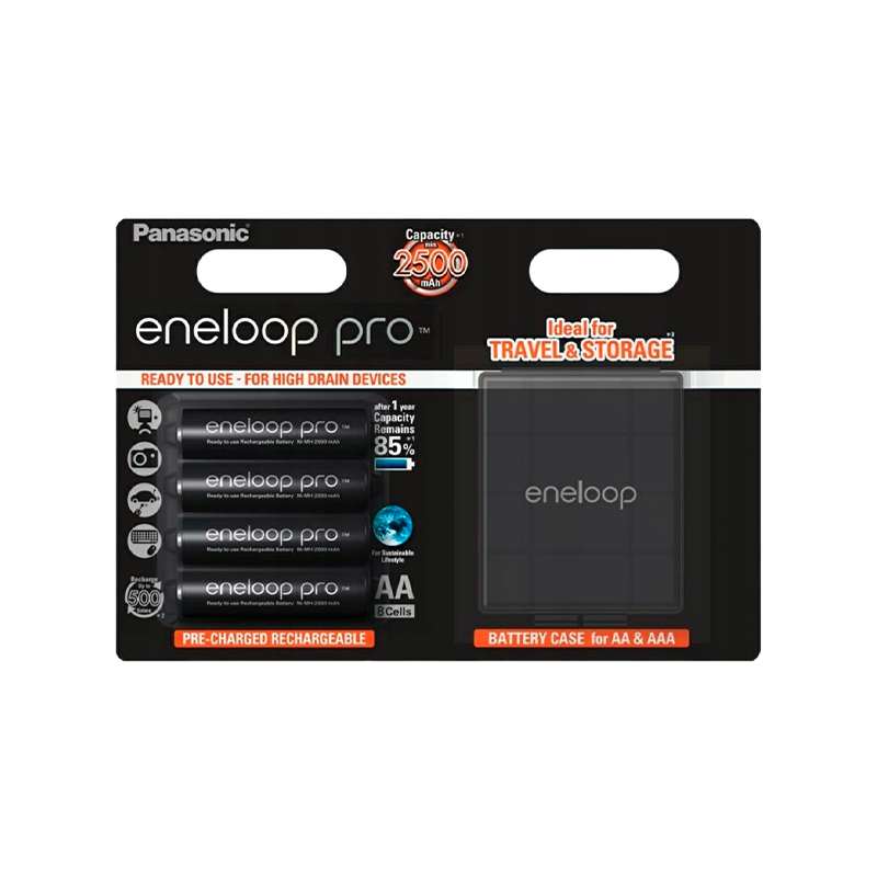 Аккумулятор предзаряженный RTU Panasonic R6 AA BL4 NI-MH eneloop pro 2500mAh футляр
