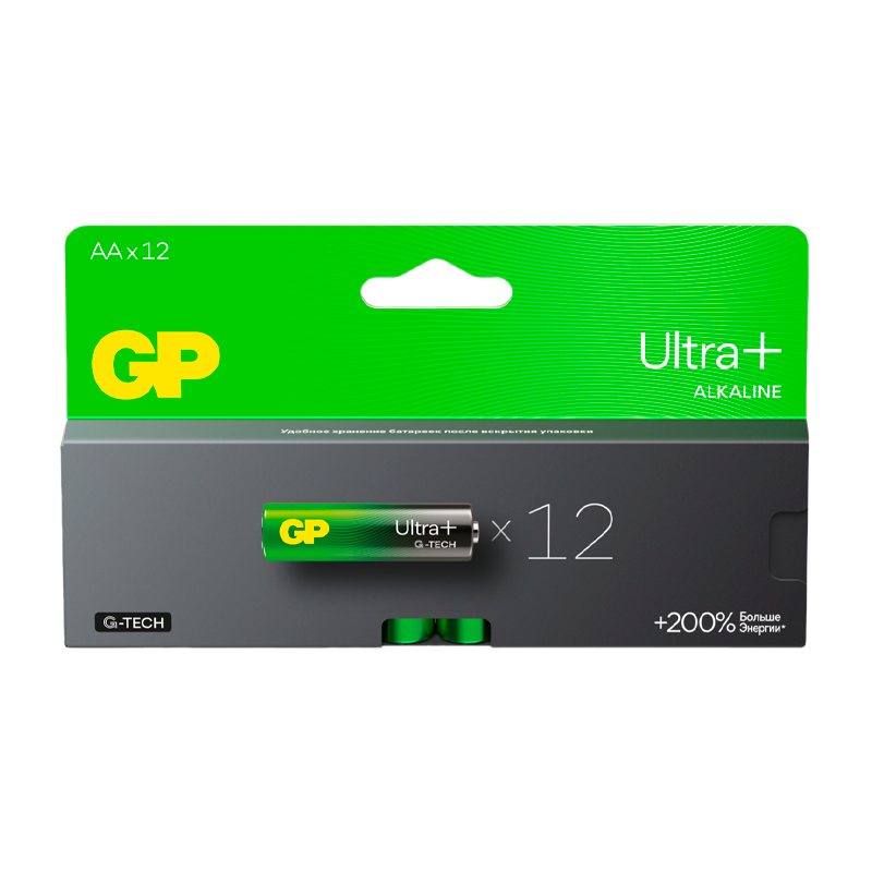 Батарейка GP ULTRA PLUS G-tech LR6 AA BL12 Alkaline 1.5V (12/96/768) R