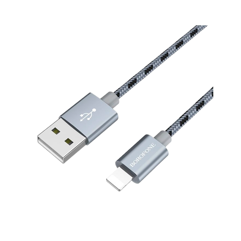 Кабель Borofone BX24 USB (m)-Lightning (m) 1.0м 2.4A нейлон серый (1/648)