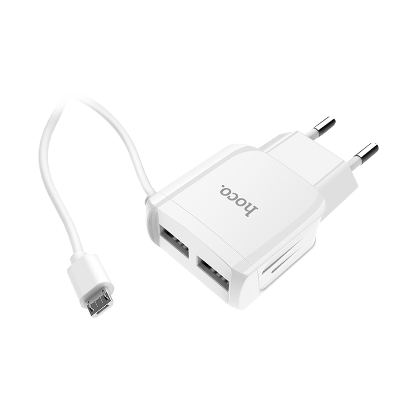 Сетевое З/У HOCO C59A 2USB microUSB (m) 2.1A белый (1/22/132)
