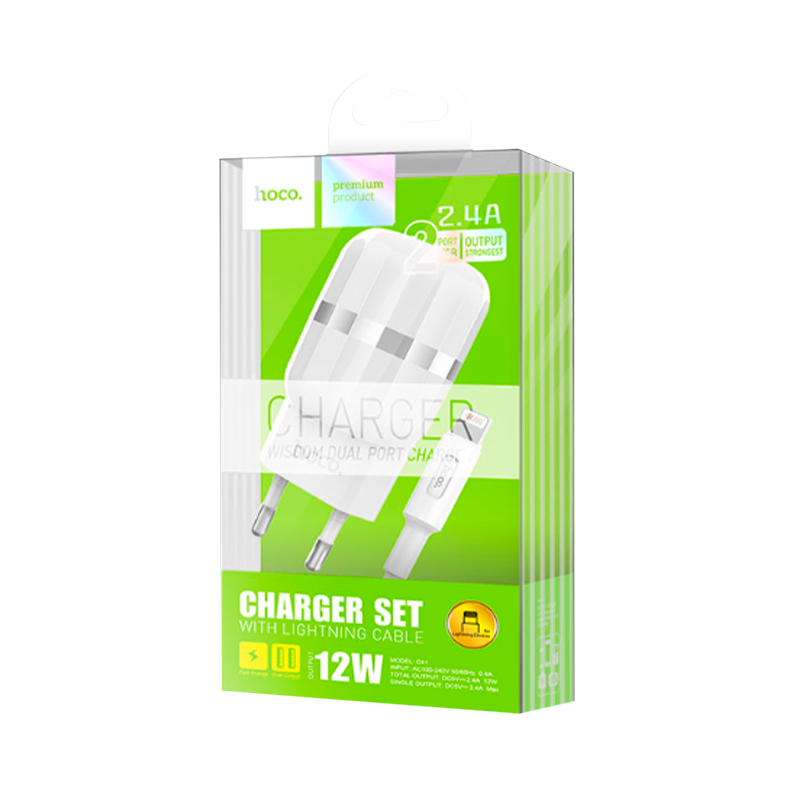 Сетевое З/У HOCO C41A 2USB 2.4A белый (1/21/126)