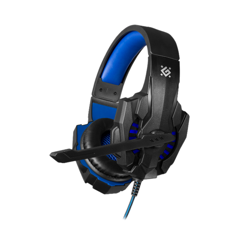 Наушники полноразмерные Defender G-390 Warhead с микр. игровые черный синий (1/20)