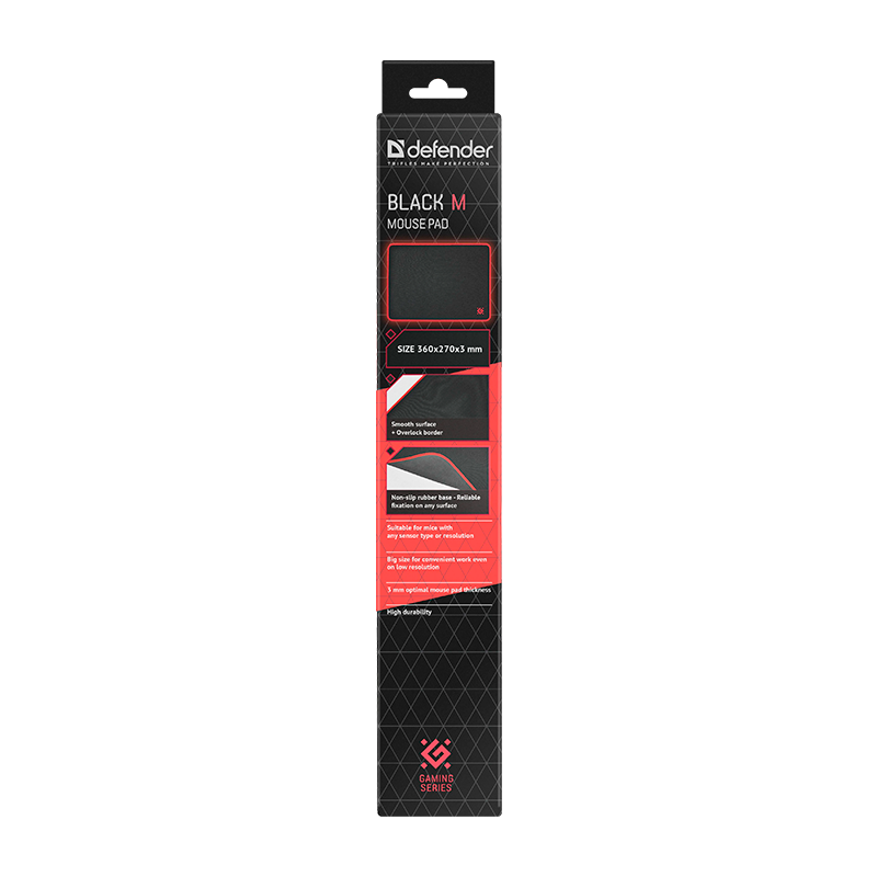 Коврик для мыши Defender Black M 360x270x3мм черный (1/40)
