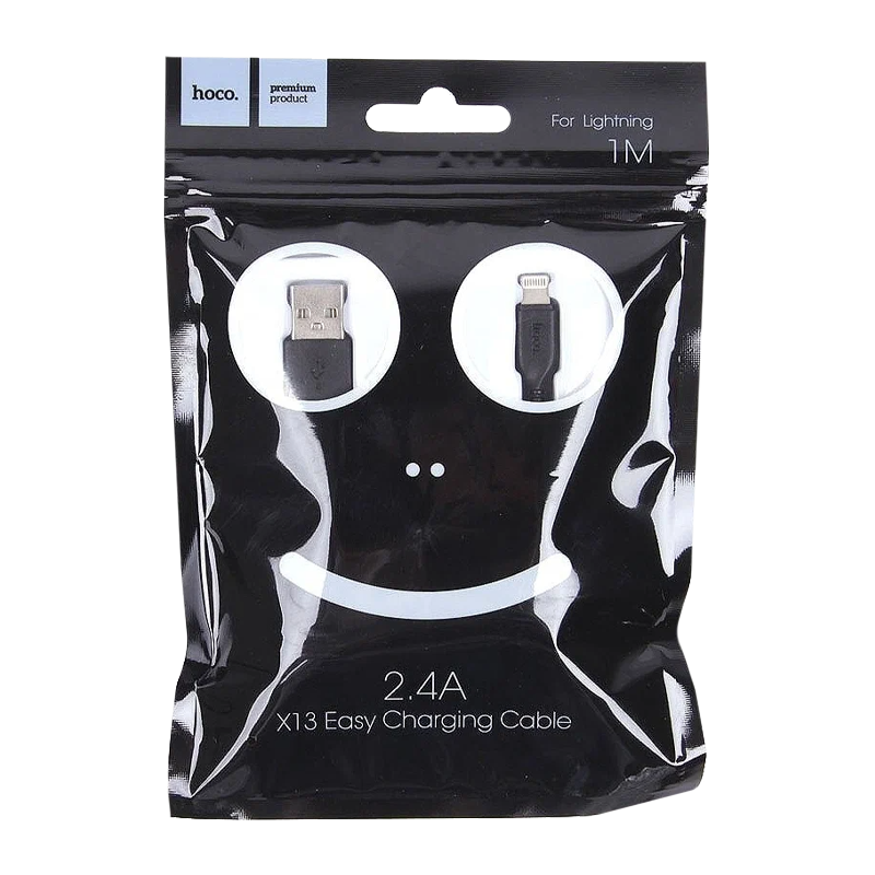 Кабель HOCO X13 USB (m)-Lightning (m) 1.0м 2.4A ПВХ черный (1/36/360)
