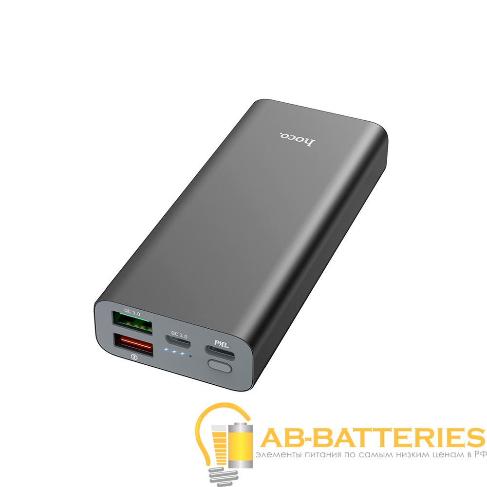 Внешний аккумулятор HOCO J51 10000mAh 2.0A 2USB/Type-C QC3.0 серый (1/34)