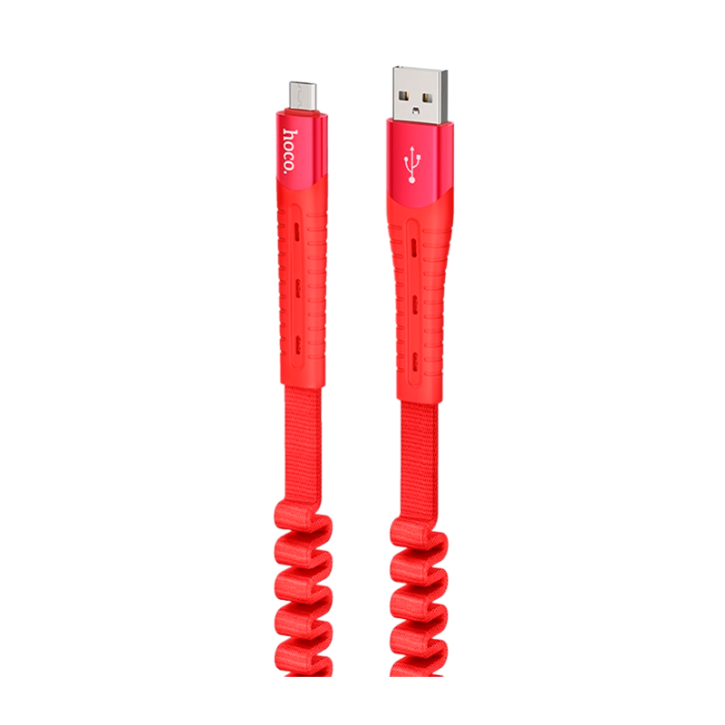 Кабель HOCO U78 USB (m)-microUSB (m) 1.2м 2.1A ткань красный (1/22/220)