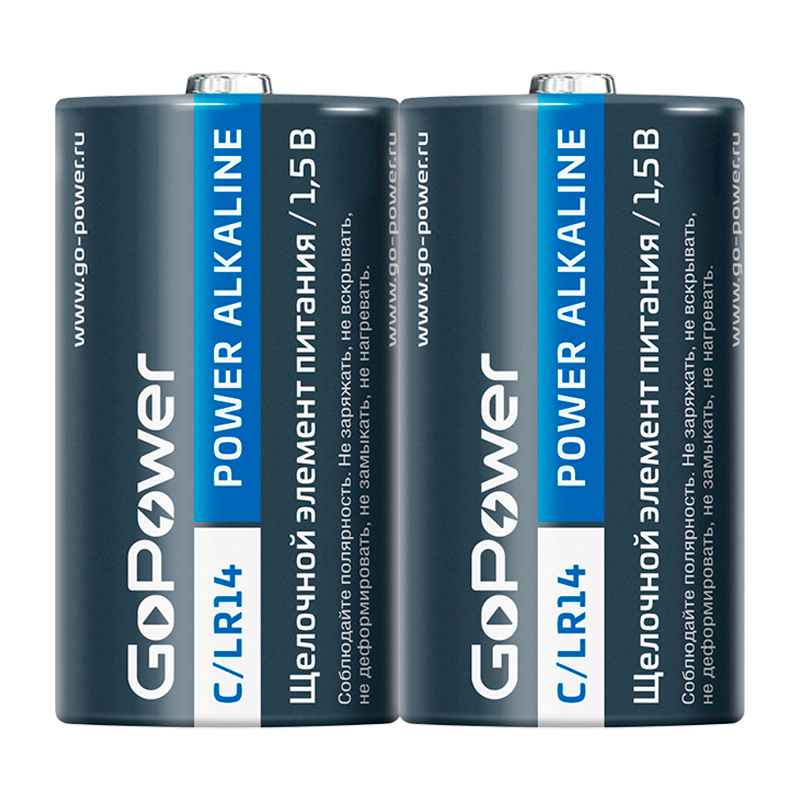 Батарейка GoPower LR14 C BL2 Alkaline 1.5V (2/12/192)