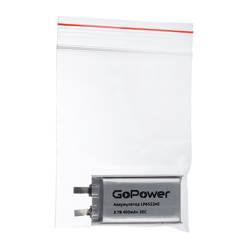 Аккумулятор Li-Pol GoPower LP652240 PK1 3.7V 400mAh с защитой (1/10/250)