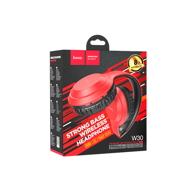 Наушники полноразмерные HOCO W30 bluetooth 5.0 с микр. microSD красный (1/30)