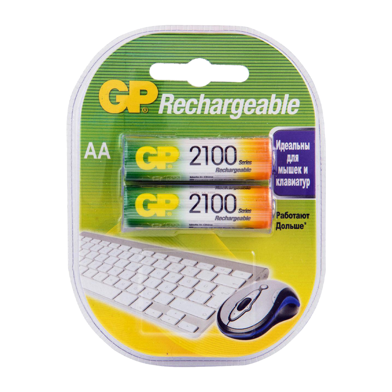 Аккумулятор бытовой GP HR6 AA BL2 NI-MH 2100mAh в пластиковой упаковке (2/20/200) R