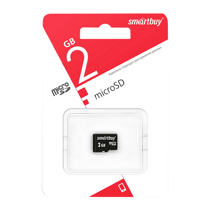 Карта памяти microSD Smartbuy 2GB Class4 10 МБ/сек без адаптера
