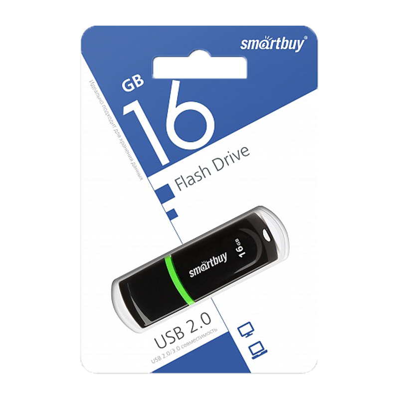 Флеш-накопитель Smartbuy Paean 16GB USB2.0 пластик черный