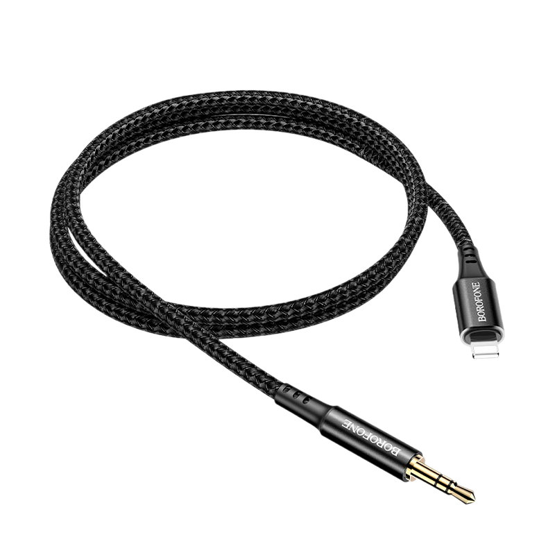 Кабель AUX Borofone BL18 Jack 3.5mm (m)-Lightning (m) 1.0м силикон черный (1/63/252)
