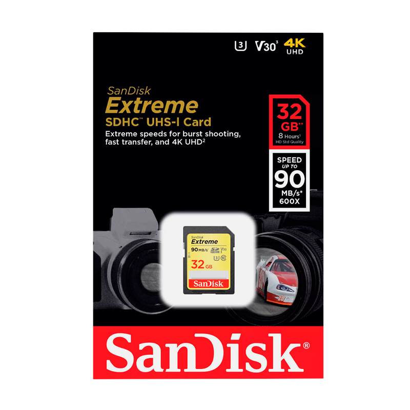Карта памяти SD SanDisk EXTREME 32GB Class10 UHS-I (U3) 90 МБ/сек V30