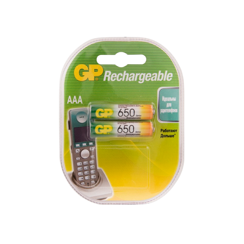 Аккумулятор бытовой GP HR03 AAA BL2 NI-MH 650mAh в пластиковой упаковке (2/20/200) R