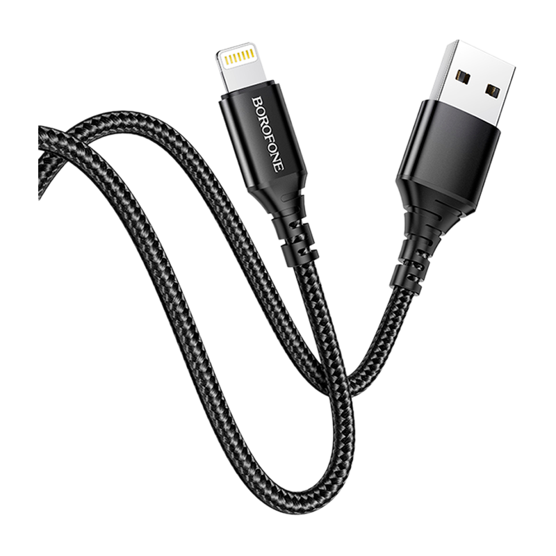 Кабель Borofone BX54 USB (m)-Lightning (m) 1.0м 2.4A нейлон черный (1/360)