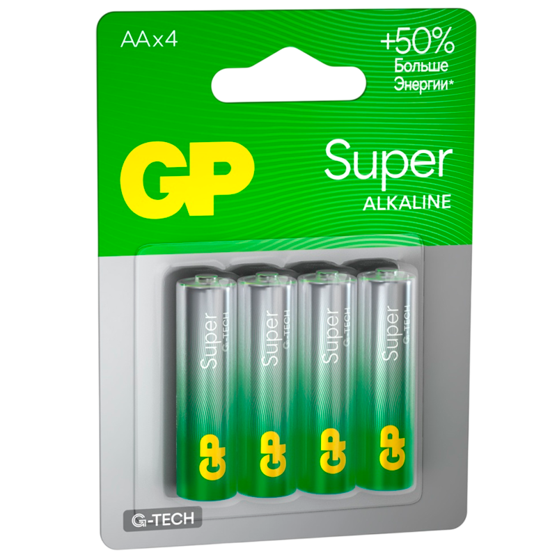 Батарейка GP Super G-Tech LR6 AA BL4 Alkaline 1.5V (4/40/320) R
