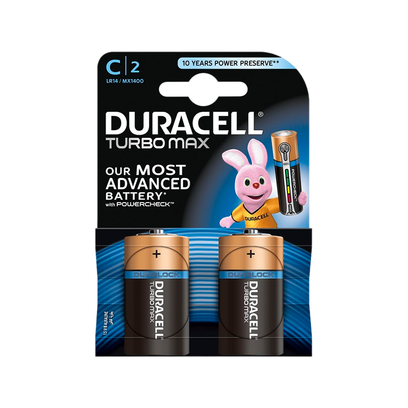 Батарейка Duracell TURBO MAX LR14 C BL2 Alkaline 1.5V (2/20)