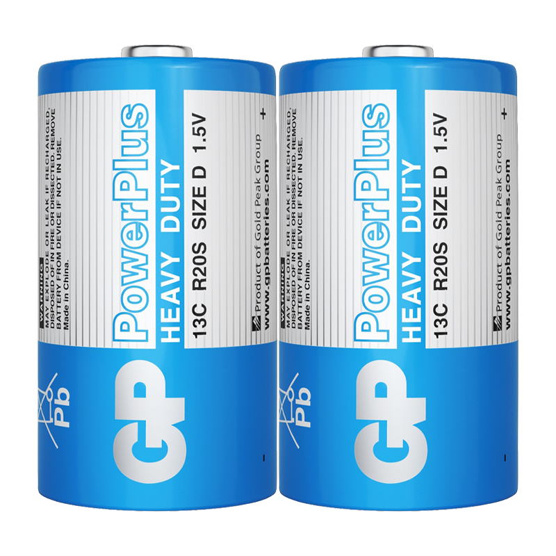 Батарейка GP PowerPlus R20 D Shrink 2 Heavy Duty 1.5V (2/20/200) R