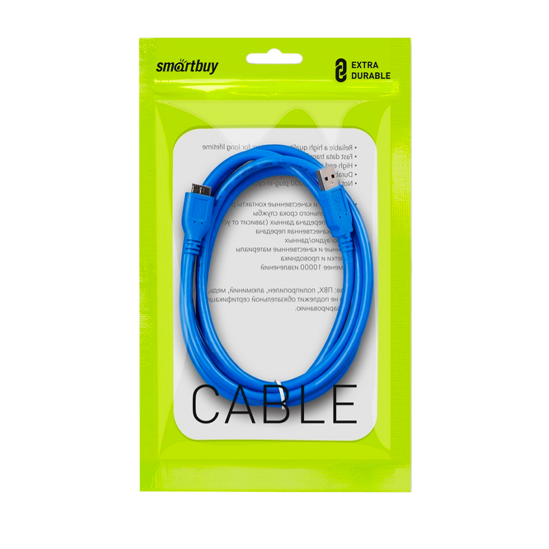 Кабель Smartbuy K-750 USB3.0 (m)-microUSB3.0 (m) 1.8м силикон синий (1/25)