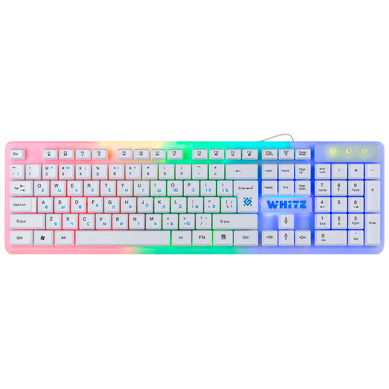 Клавиатура проводная Defender GK-172 white игровая USB 1.5м (1/10)