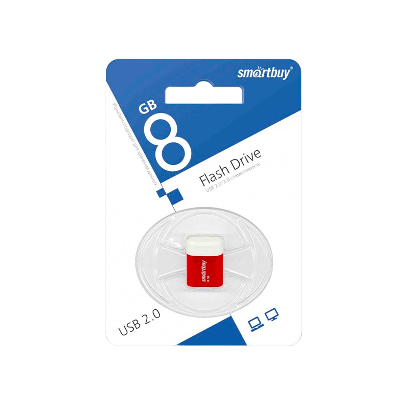 Флеш-накопитель Smartbuy Lara 8GB USB2.0 пластик красный