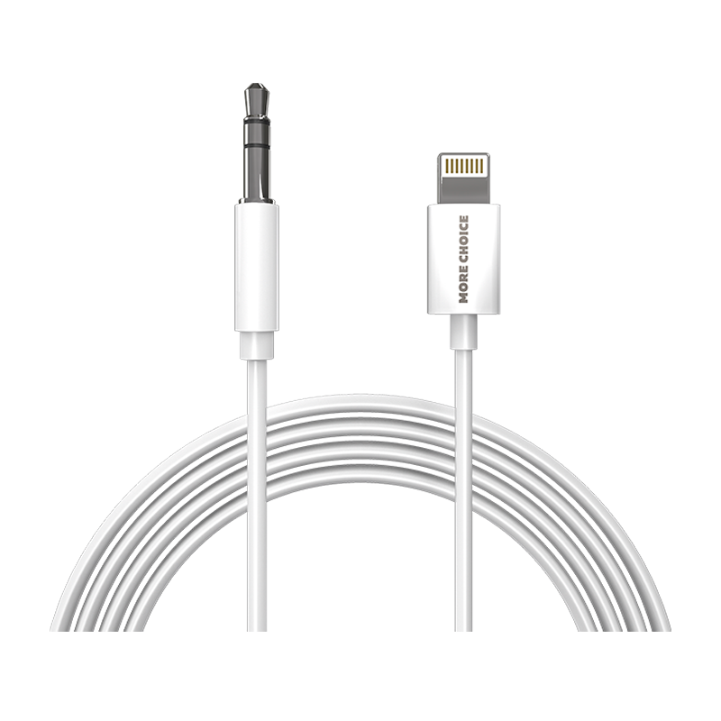 Кабель AUX MORE CHOICE UK28i Jack 3.5mm (m)-Lightning (m) 1.0м ПВХ белый