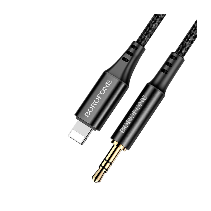 Кабель AUX Borofone BL18 Jack 3.5mm (m)-Lightning (m) 1.0м силикон черный (1/63/252)