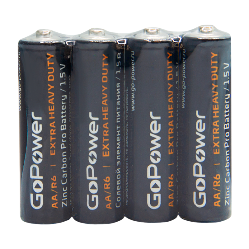 Батарейка GoPower R6 AA Shrink 4 Heavy Duty 1.5V (4/60/1200)