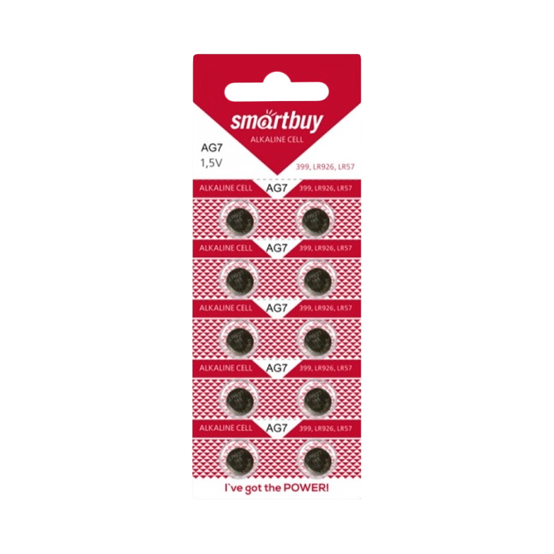 Батарейка Smartbuy G7/LR926/LR57/395A/195 BL10 Alkaline 1.5V (10/100/2000)
