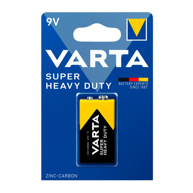 Батарейка Varta SUPERLIFE Крона 6F22 BL1 Heavy Duty 9V (2022) (1/10/50)