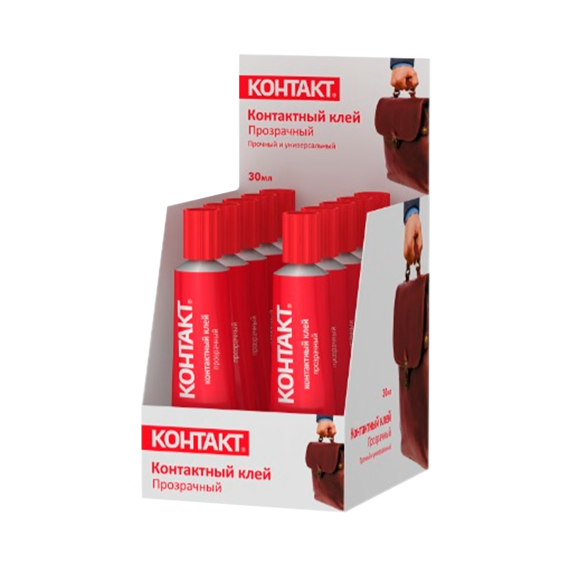 *Клей Контакт контактный 30мл BOX10 шоу-бокс прозрачный (10/120) 