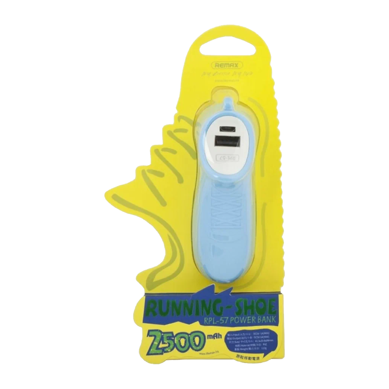 Внешний аккумулятор Remax RPL-57 Running Shoe 2500mAh 1.0A 1USB синий (1/60)