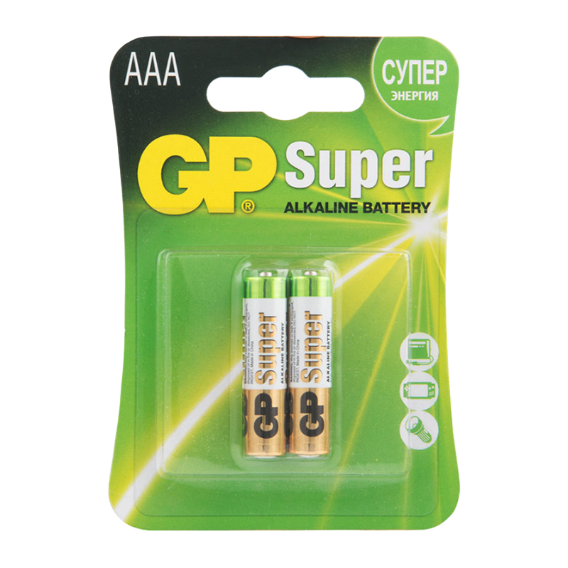 Батарейка GP Super LR03 AAA BL2 Alkaline 1.5V (2/20/160) R