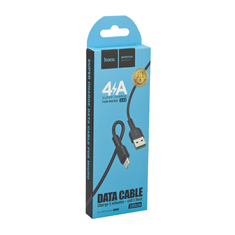 Кабель HOCO X33 USB (m)-microUSB (m) 1.0м 4.0A ПВХ черный (1/33/330)
