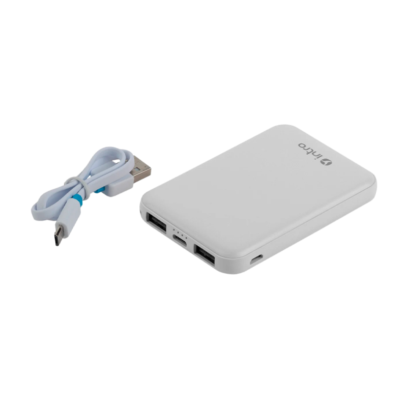 Внешний аккумулятор Intro PB600 5000mAh 2.0A 2USB/Type-C белый (1/50)