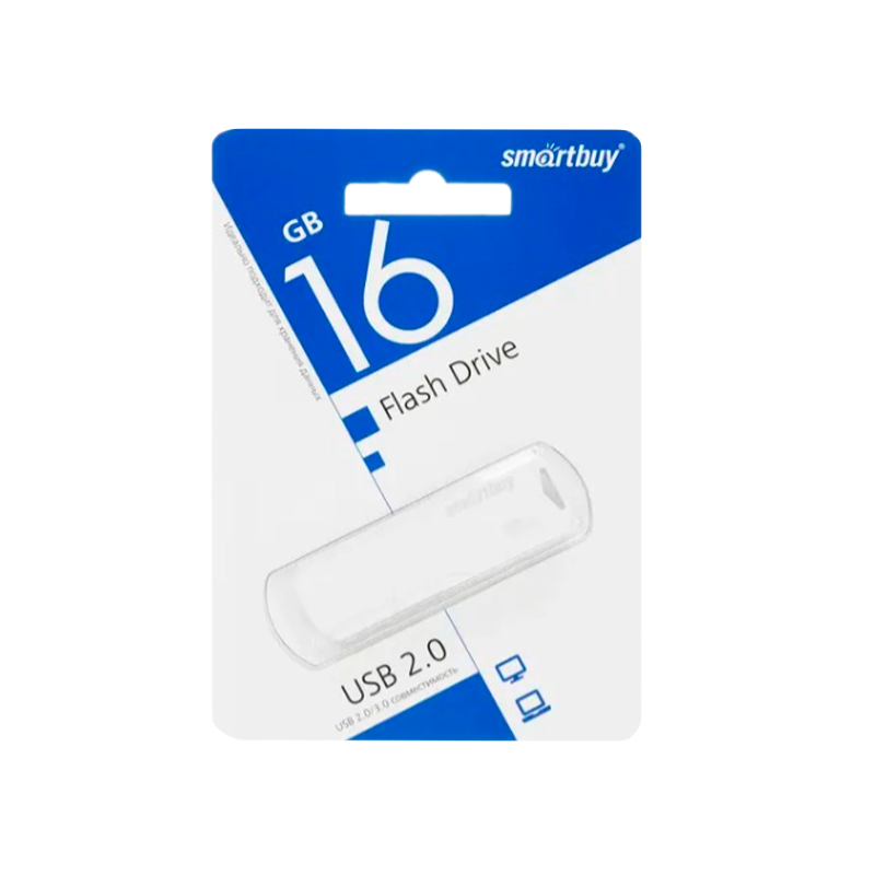 Флеш-накопитель Smartbuy Clue 16GB USB2.0 пластик белый